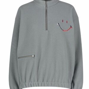 Joshua Sanders Smiley Gray Half-Zip Men's Sweater